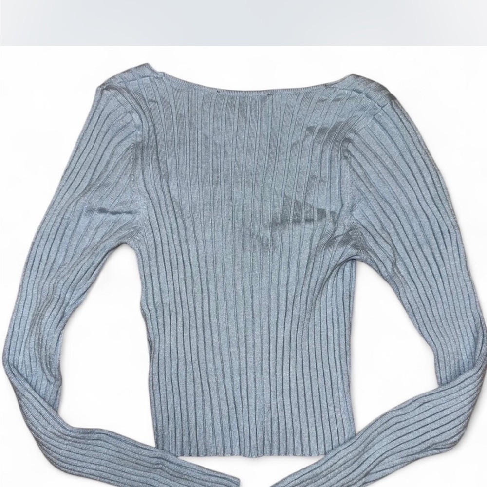 Baby blue Button-Up Ribbed Sweater - Picture 2 of 4